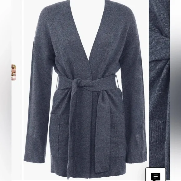 New House of CB Alaia Wrap Cardigan in color Grey Melange. - Picture 1 of 10